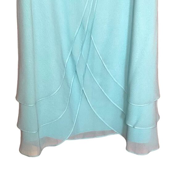 100% Silk Light Teal / Aquamarine Tulip Hem Dress - Picture 4 of 9